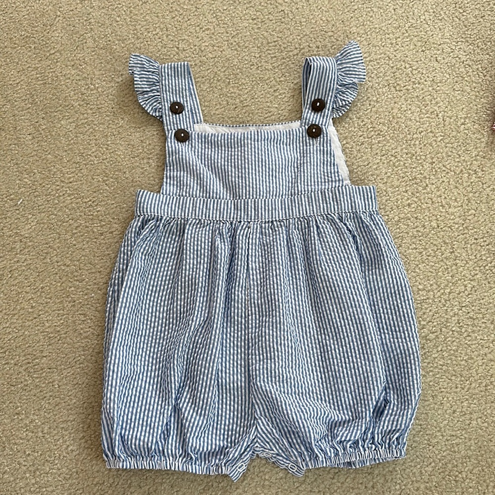 Blue and white seersucker 18-24mo bubble